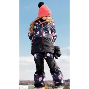 Deux Par Deux - Two Piece Snowsuit Black With Rose Print - 3 Year (98cm)